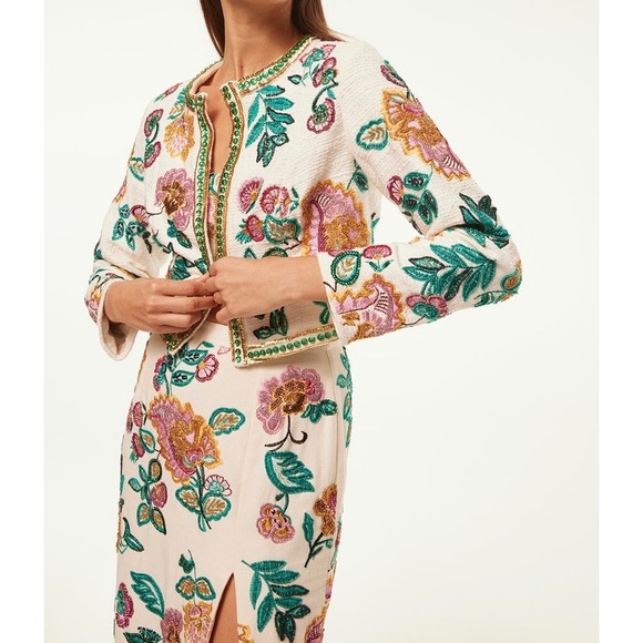 MISA Los Angeles Embellished Floral Cropped Jacket Women's Size‎ L - Picture 3 of 13